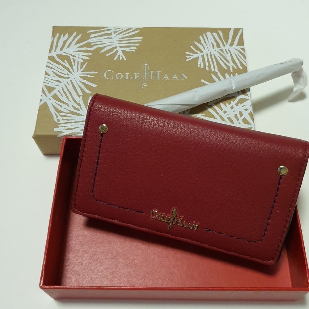 Cole Haan Tech Snap Wallet Red / Black NWT